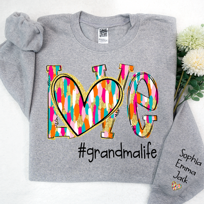Personalized Love grandmalife Colorful And Grandkids Chritsmas Sweatshirt