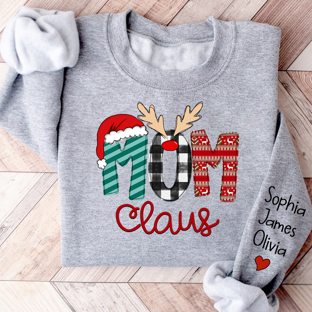 Merry Christmas 2023 Mom Claus Sweatshirt, Custom Mom , Mama and Kids Sweatshirt