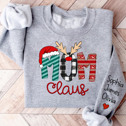 Merry Christmas 2023 Mom Claus Sweatshirt, Custom Mom , Mama and Kids Sweatshirt