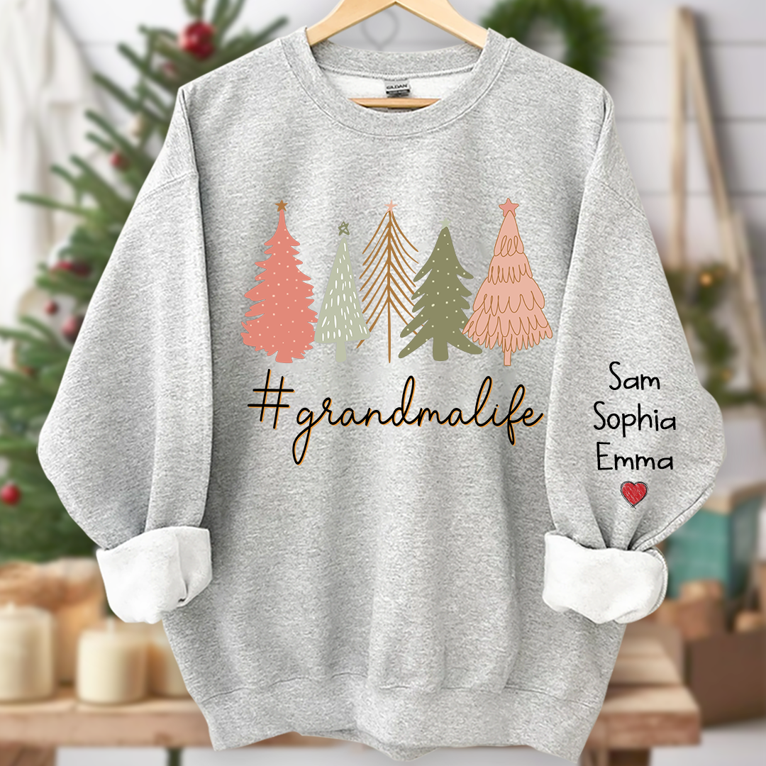 Christmas Tree Custom Grandmalife And Kids Merry Christmas, Grandma Gift Sweatshirt
