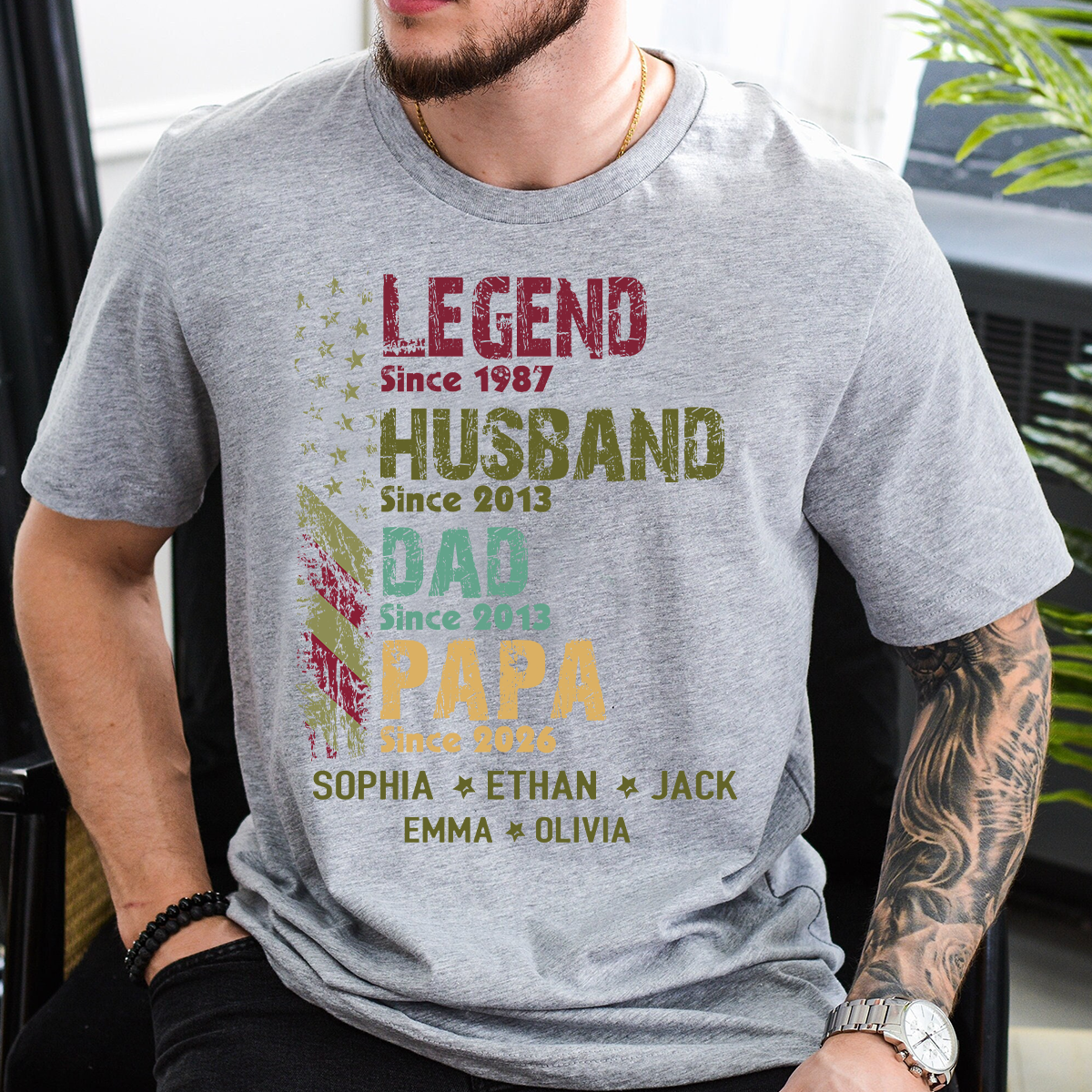 Personalized Papa Shirt with Kids Names, Legend Husband Dad Papa Since Shirt, Custom Grandpa Family T Shirt, Father's Day Gift for Papa