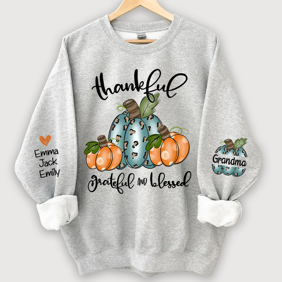 Thankful Grateful And Blessed Grandma Pumpkin With Grandkids CL01 Sweatshirt