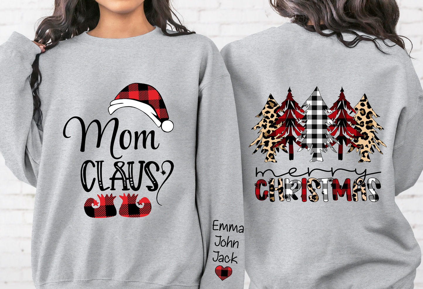 Custom Name Mom Claus Merry Christmas And Momkids Sweatshirt