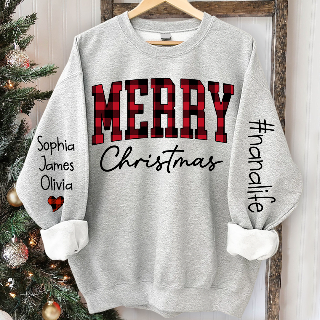 Merry Christmas Nanalfie Caro Sweatshirt with Grandkids Sweatshirt