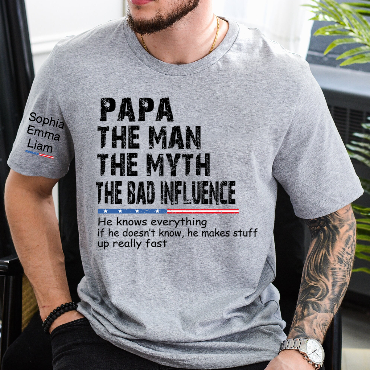 Personalized Dad Papa Grandpa Shirt, Custom Papa Legend Influence T-Shirt, Custom Birthday Fathers Day Gift, Funny Family