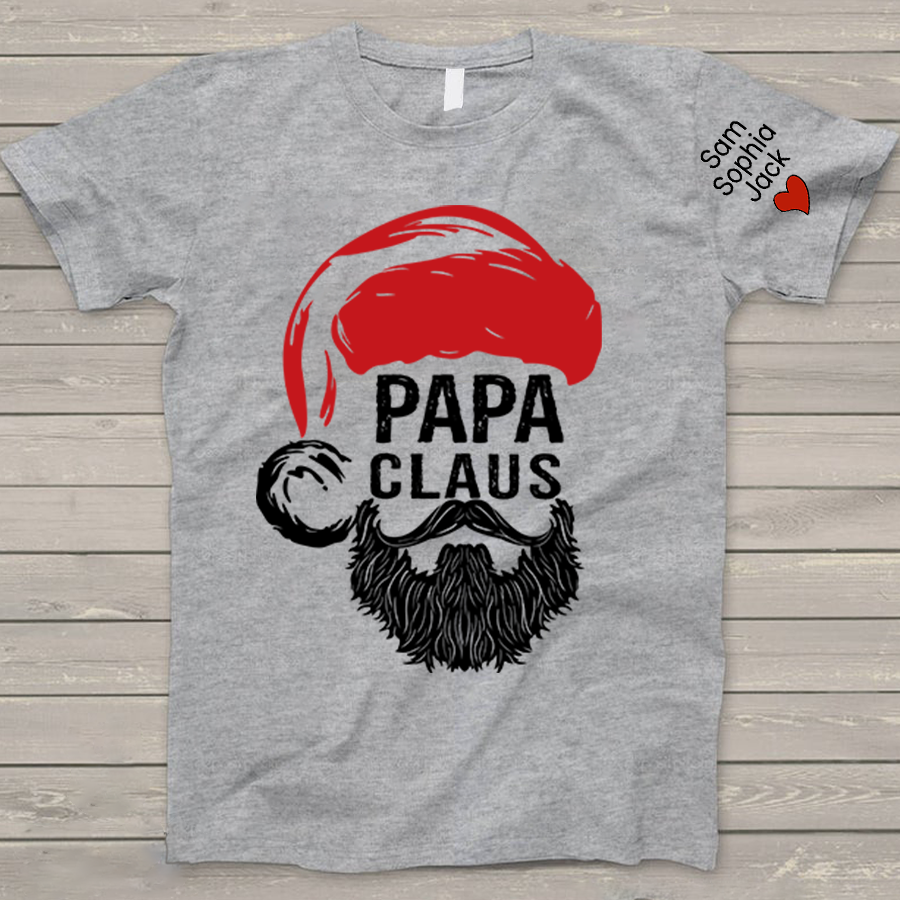 Christmas Papa Claus 2023 Gift Custom Name Kids T-Shirt