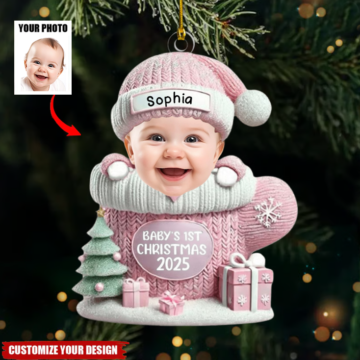 Personalized Baby’s First Christmas Ornament 2025, Custom Photo Acrylic Decoration, Unique Keepsake Gift For Newborns And Parents Ornament