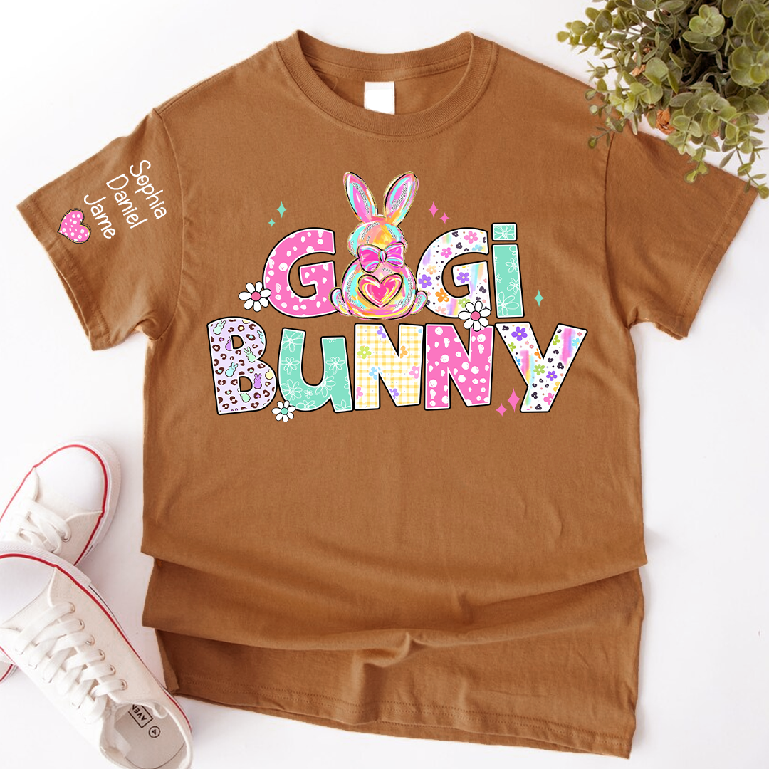 Personalized Easter Day, Nana Bunny And Grandkid T-shirt