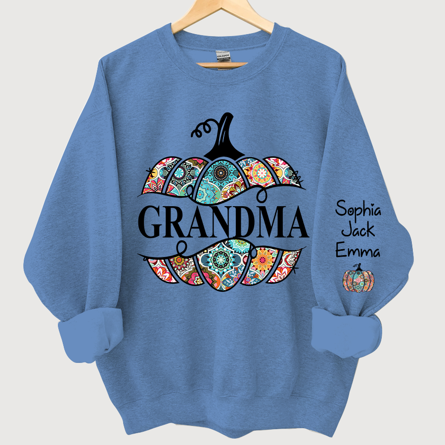 Personalized Cut Pumpkin With Grandkid Trend autumn Sweatshirt