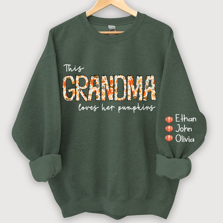 This Grandma Loves her pumpkins Autumn And Grandkids CL01 Sweatshirt