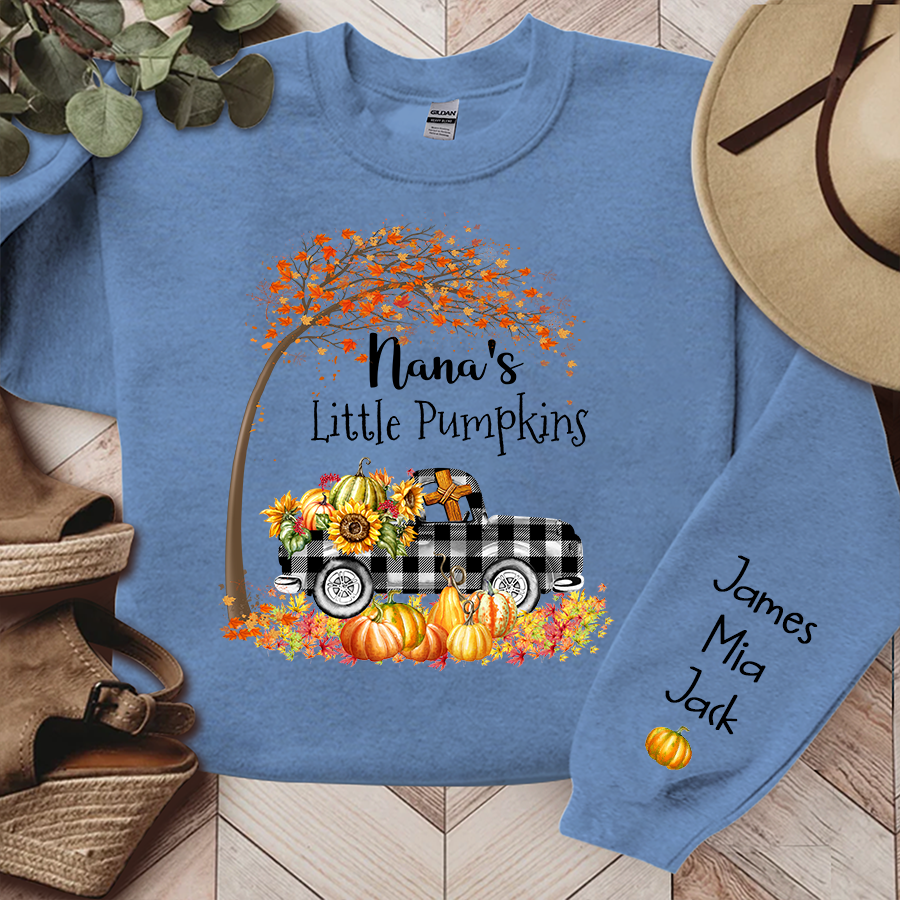 Grandma's little pumpkin fall art And Grandkids Sweatshirt