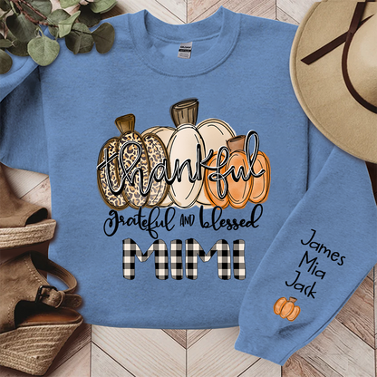 Thankful Grateful And Blessed Grandma Pumpkin Fall Sweatshirt