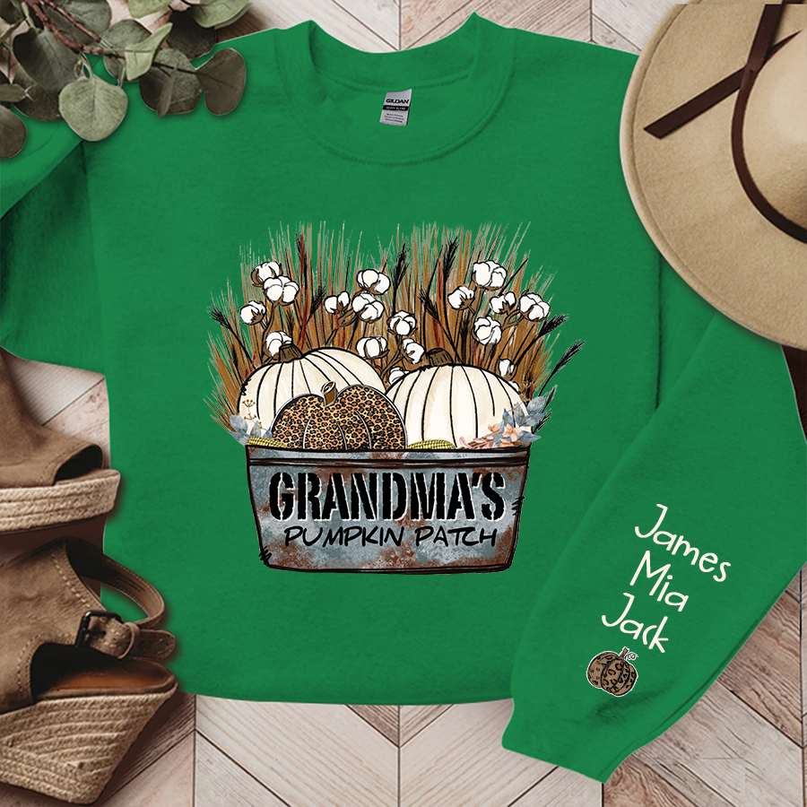 Personalized Grandma's With Pumpkin Patch Grandkids Names Sweatshirt