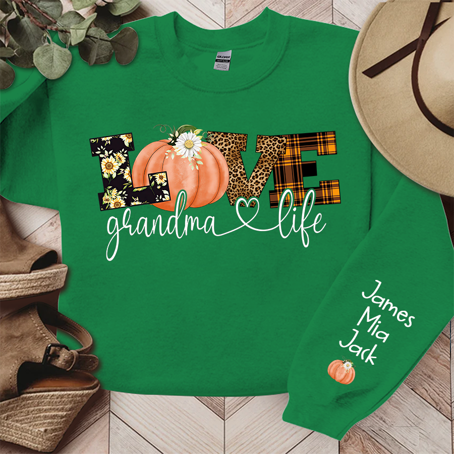 Personalized Love Grandma Life Fall Season Pumpkin Sweatshirt