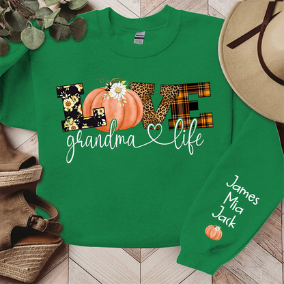 Personalized Love Grandma Life Fall Season Pumpkin Sweatshirt