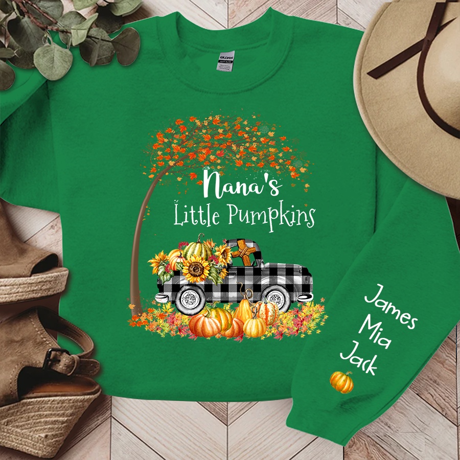 Grandma's little pumpkin fall art And Grandkids Sweatshirt