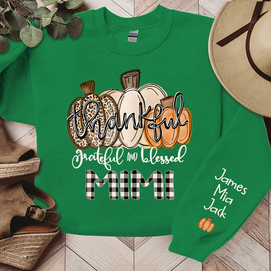 Thankful Grateful And Blessed Grandma Pumpkin Fall Sweatshirt