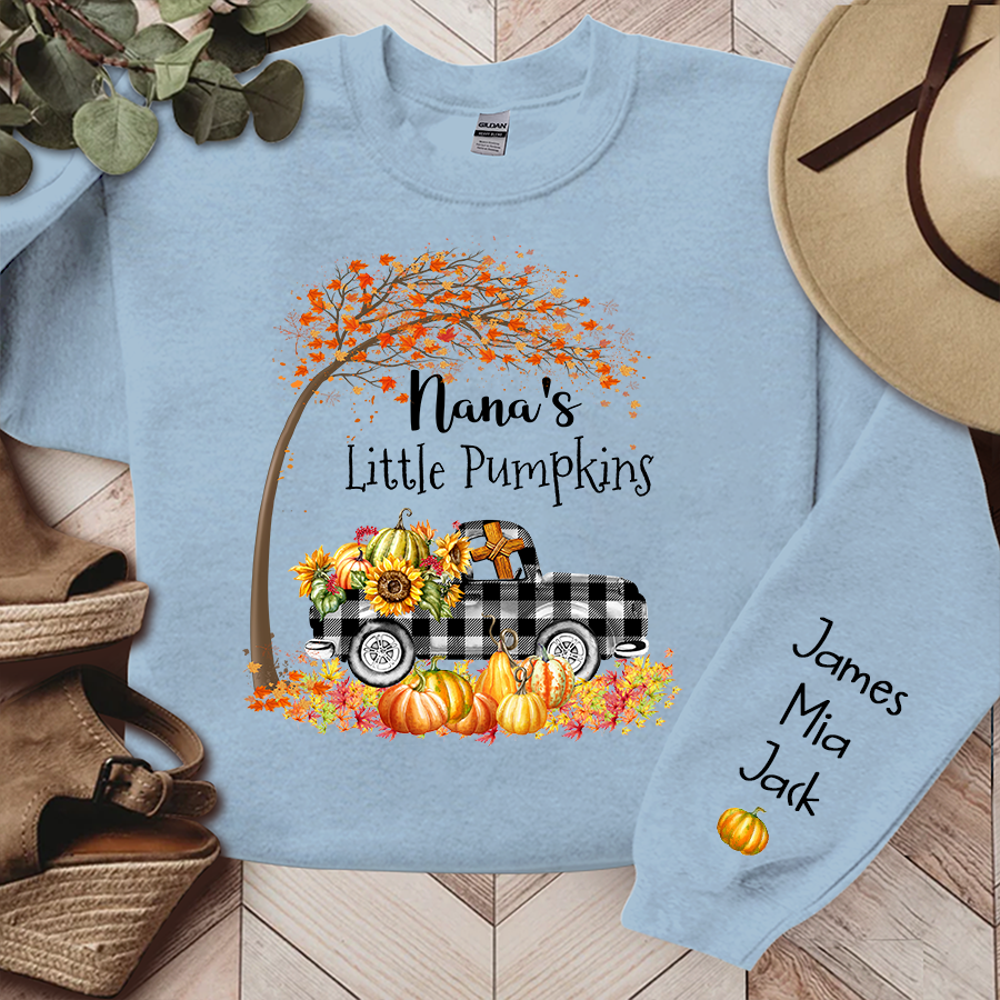 Grandma's little pumpkin fall art And Grandkids Sweatshirt