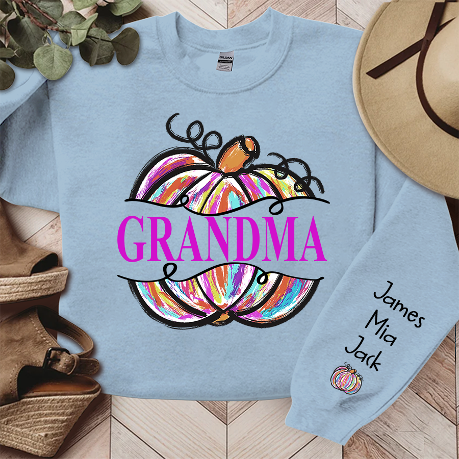 Personalized Nana Grandma Painted Pumpkin Fall Sweatshirt
