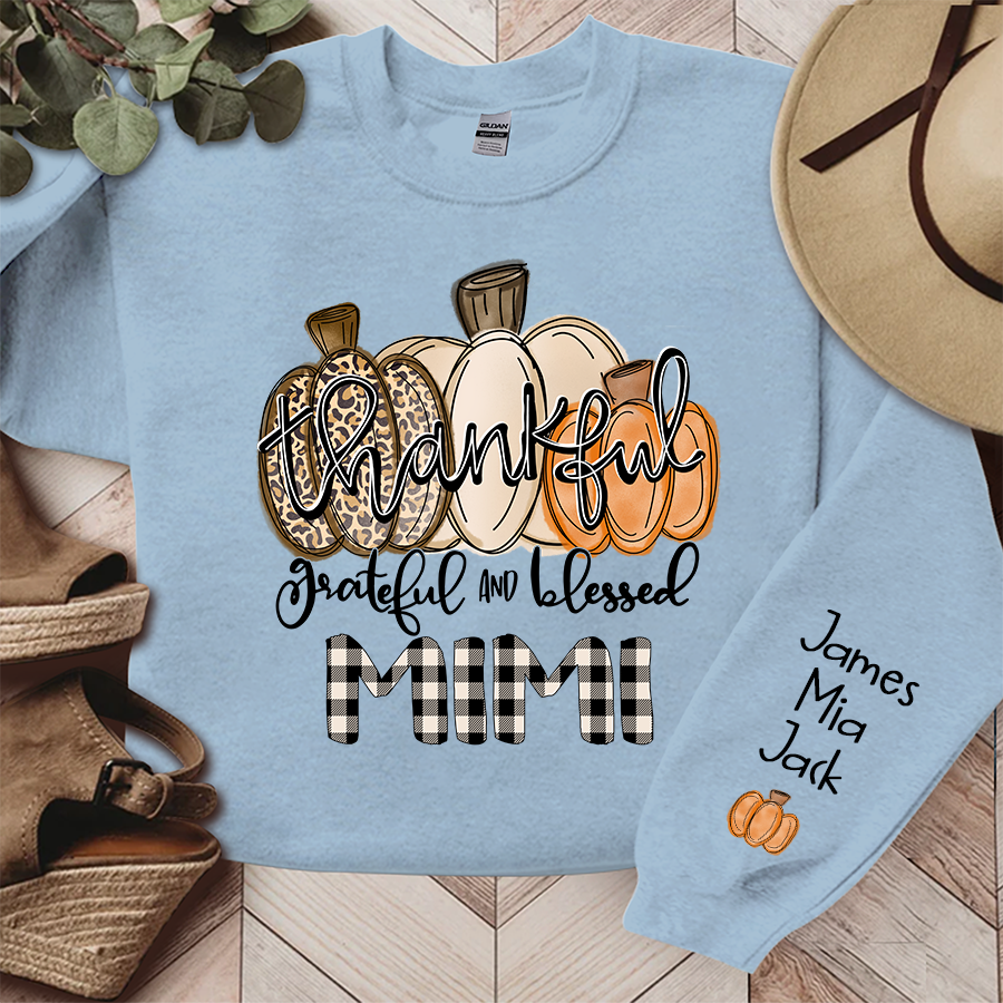 Thankful Grateful And Blessed Grandma Pumpkin Fall Sweatshirt