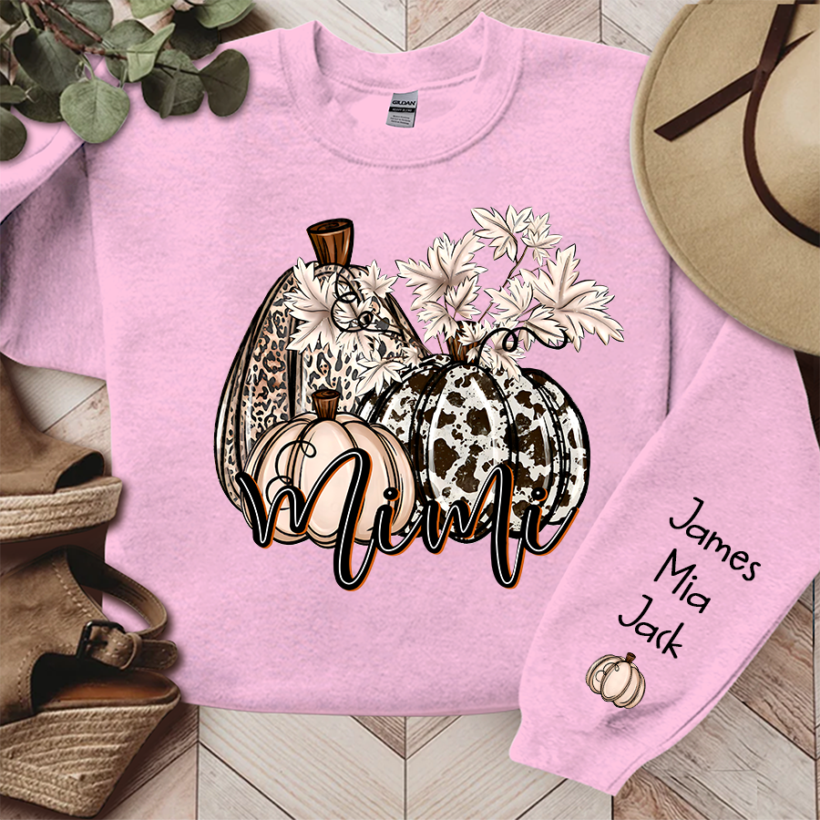 Personalized Mimi, Grandma cowhide pumpkin, Autumn Sweatshirt