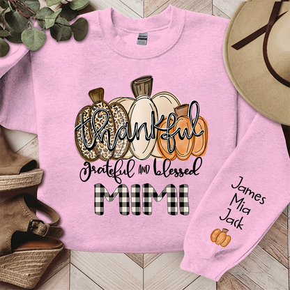 Thankful Grateful And Blessed Grandma Pumpkin Fall Sweatshirt