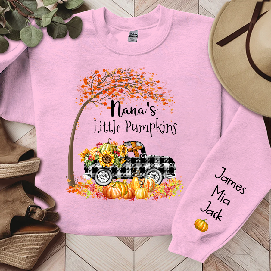 Grandma's little pumpkin fall art And Grandkids Sweatshirt