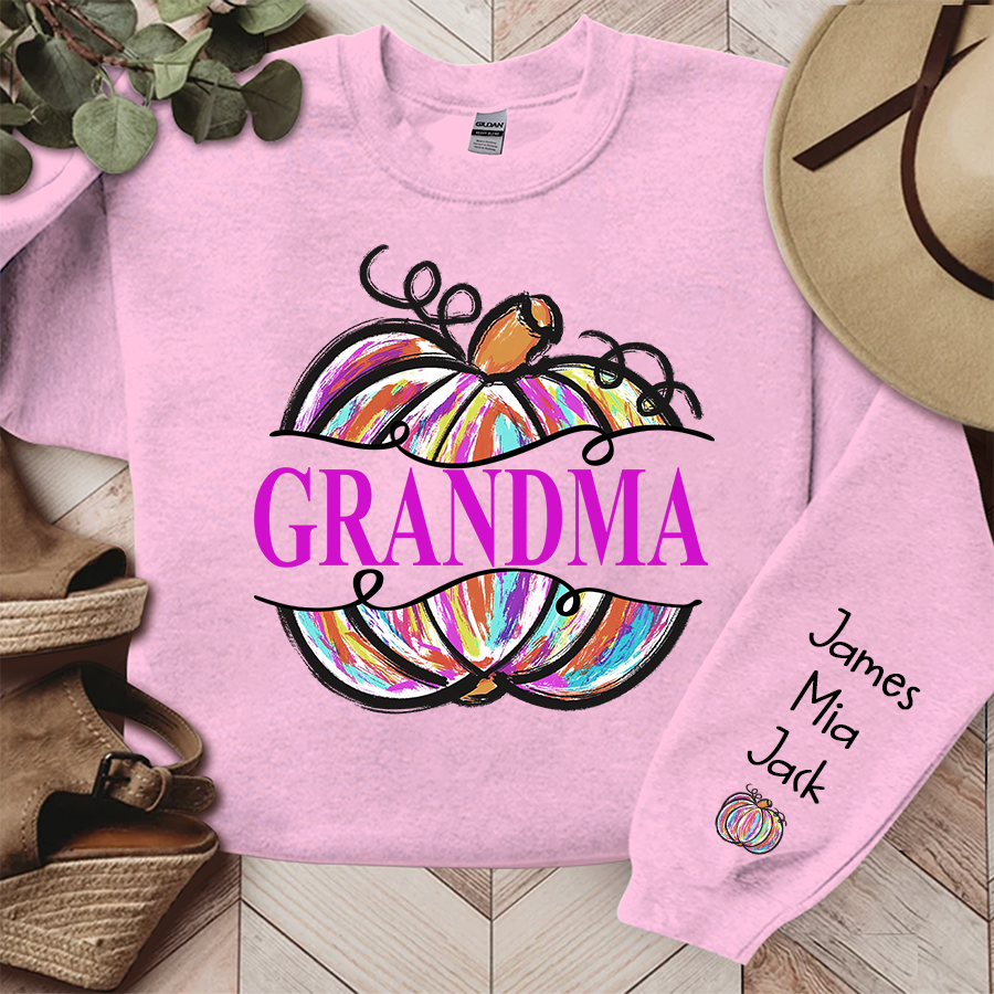 Personalized Nana Grandma Painted Pumpkin Fall Sweatshirt