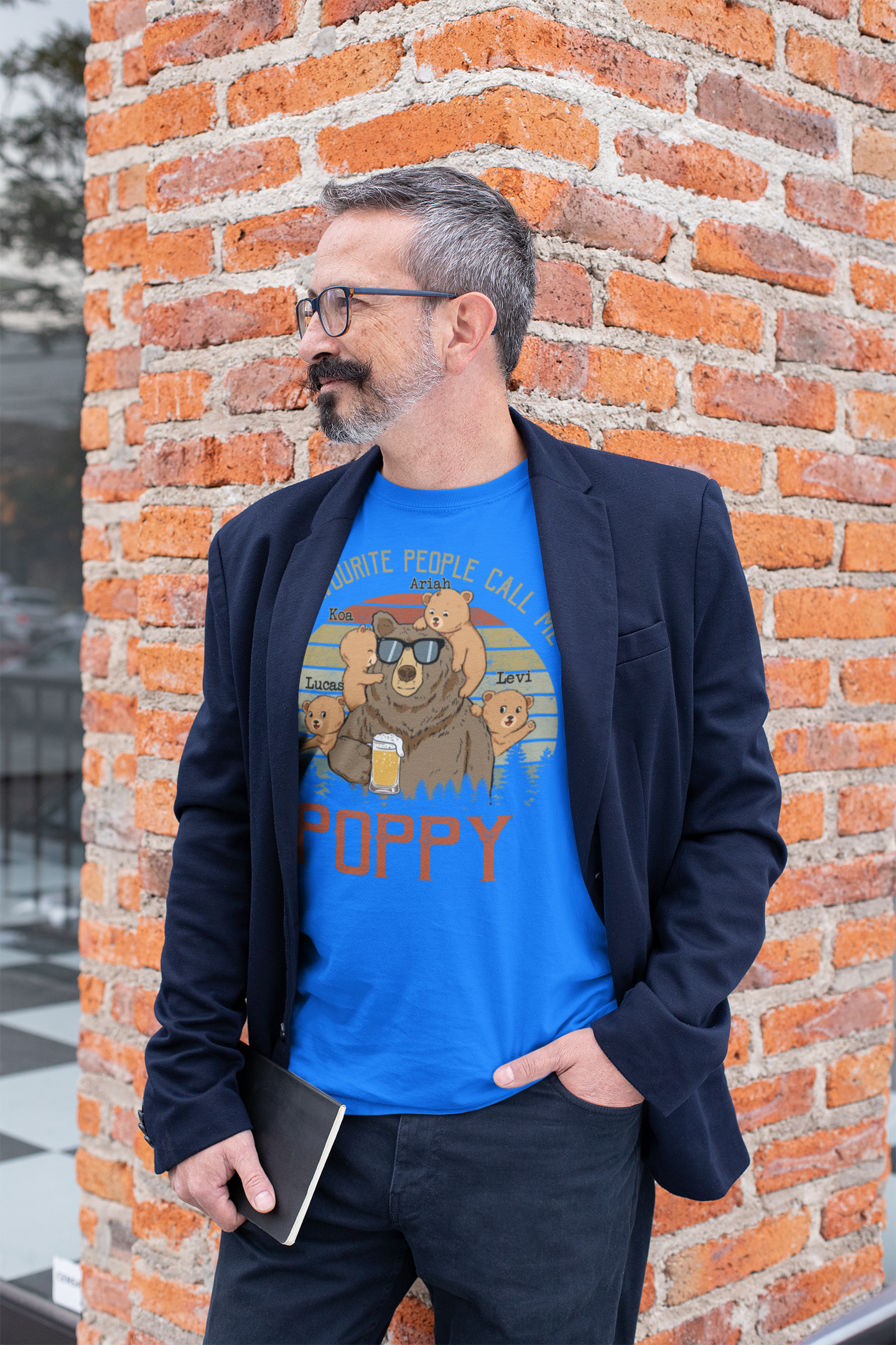 Personalized my favourite poppy bear with grandkids T-Shirt, Custom Father's Day Shirt With Grandkids Names