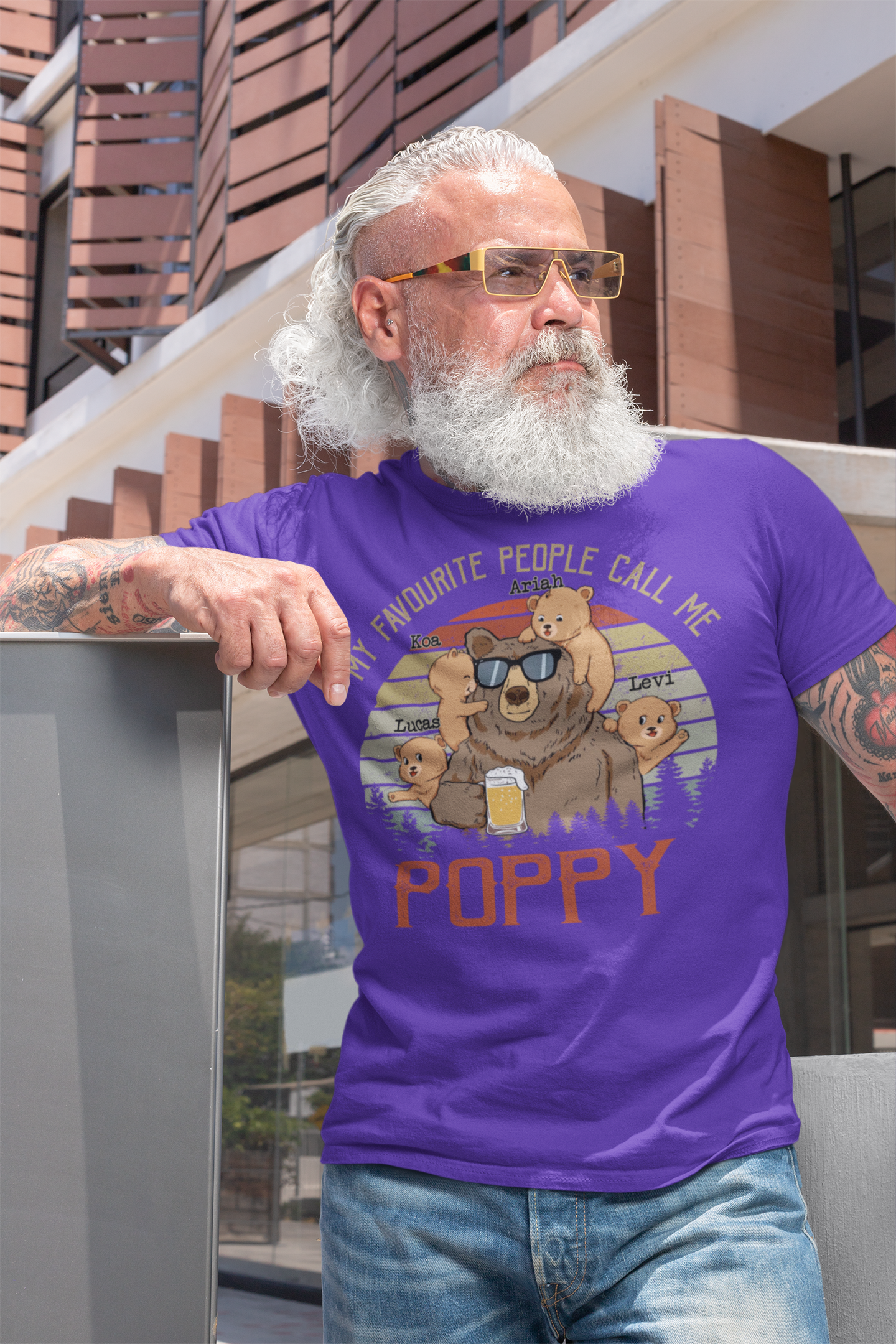 Personalized my favourite poppy bear with grandkids T-Shirt, Custom Father's Day Shirt With Grandkids Names