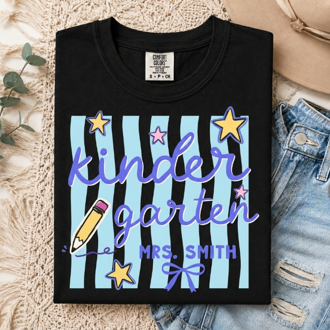 Personalized Kindergarten Teacher Shirt Custom Name Back to School Tee