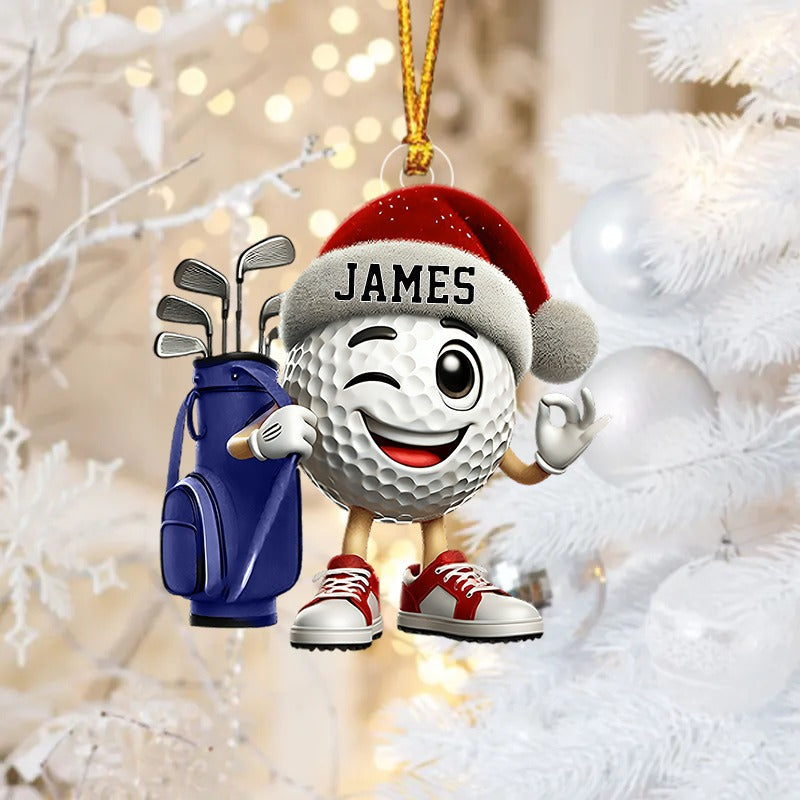 Personalized Golf Ball Ornament 2025 – Custom Name Christmas Ornament for Golfer, Golf Lovers Gift Ornament
