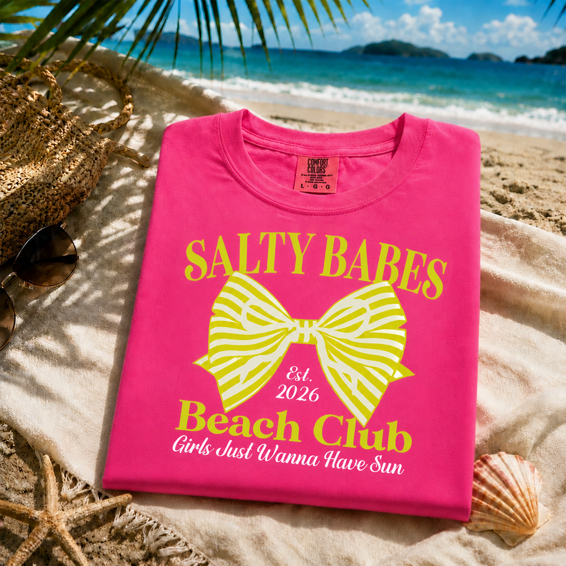Salty Babes Beach Club Shirt Women Bow Summer Vacation Tee