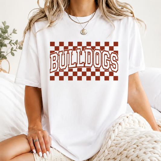Personalized School Pride Shirt, Custom School Mascot Tee, Vintage Checkerboard Team Spirit T-Shirt for School Events