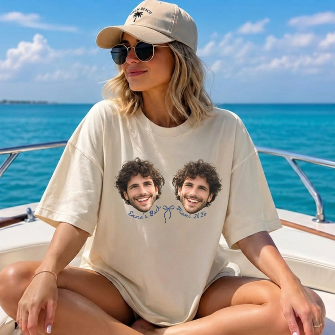 Custom Face Bachelorette Party T-Shirt for Bridesmaids - Personalized Groom Face Graphic TShirt