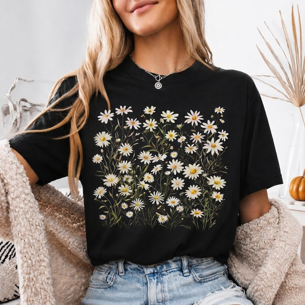 The Vintage Wildflower Daisy Field Graphic Tee