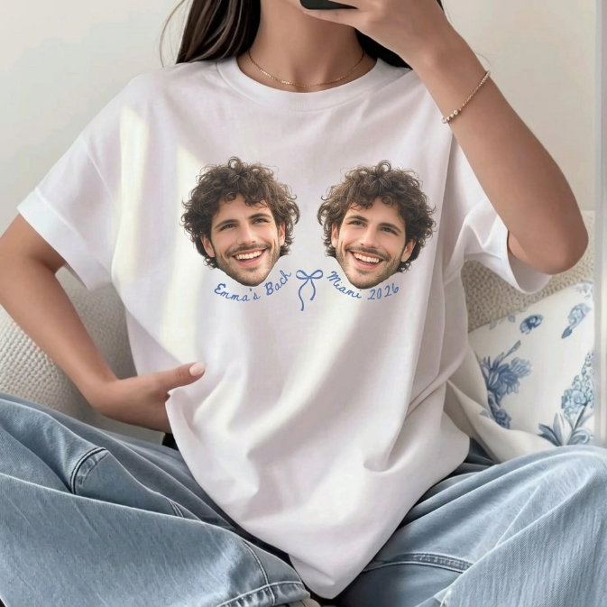 Custom Face Bachelorette Party T-Shirt for Bridesmaids - Personalized Groom Face Graphic TShirt