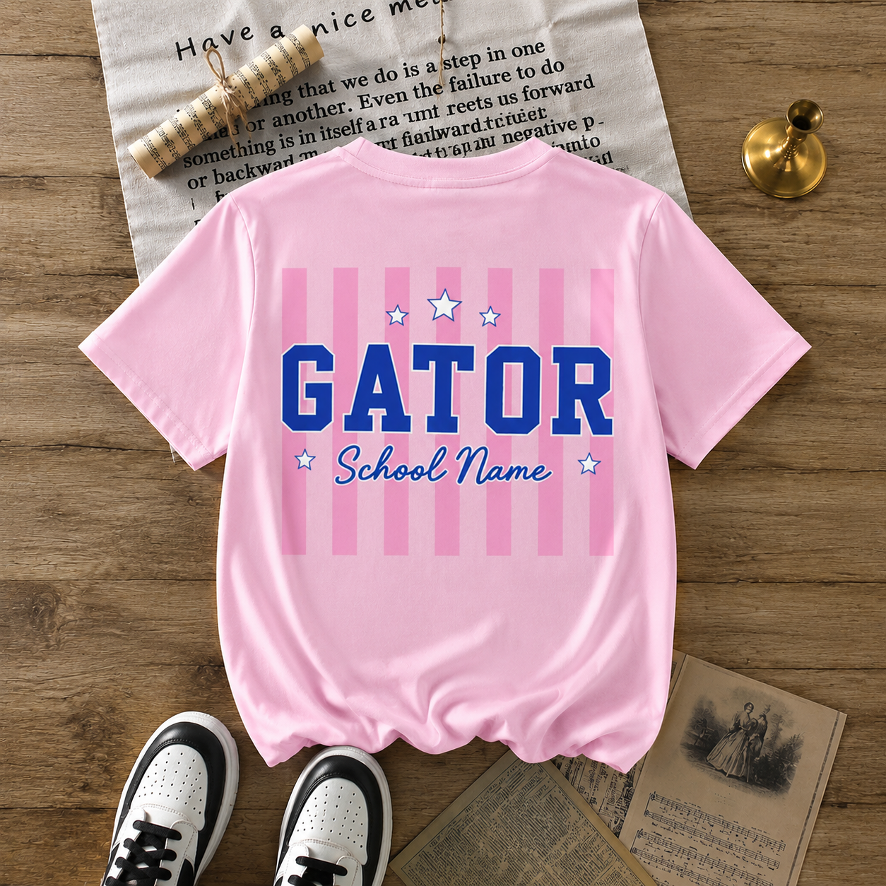 Personalized School Spirit T-Shirt – Custom Team Mascot Tee, Customize School Name, Back to School Outfit