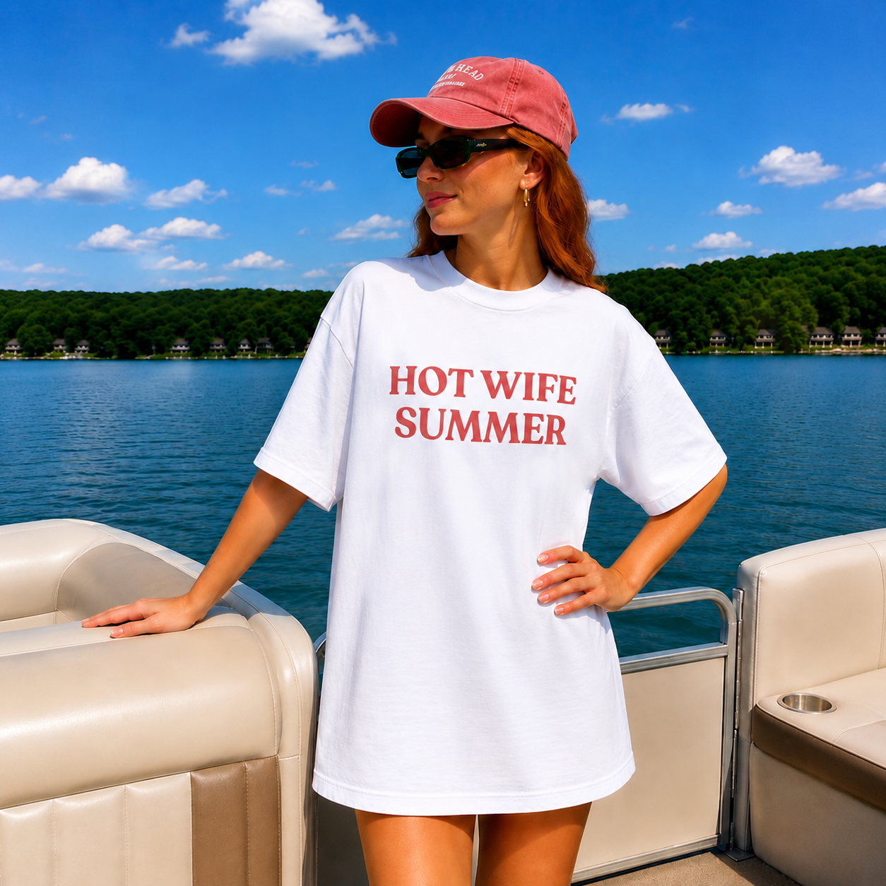 Hot Wife Summer Graphic T-Shirt - Personalized Retro Trendy Bold Text TShirt, Summer Beach Vacation