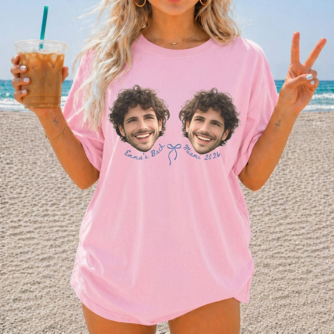Custom Face Bachelorette Party T-Shirt for Bridesmaids - Personalized Groom Face Graphic TShirt