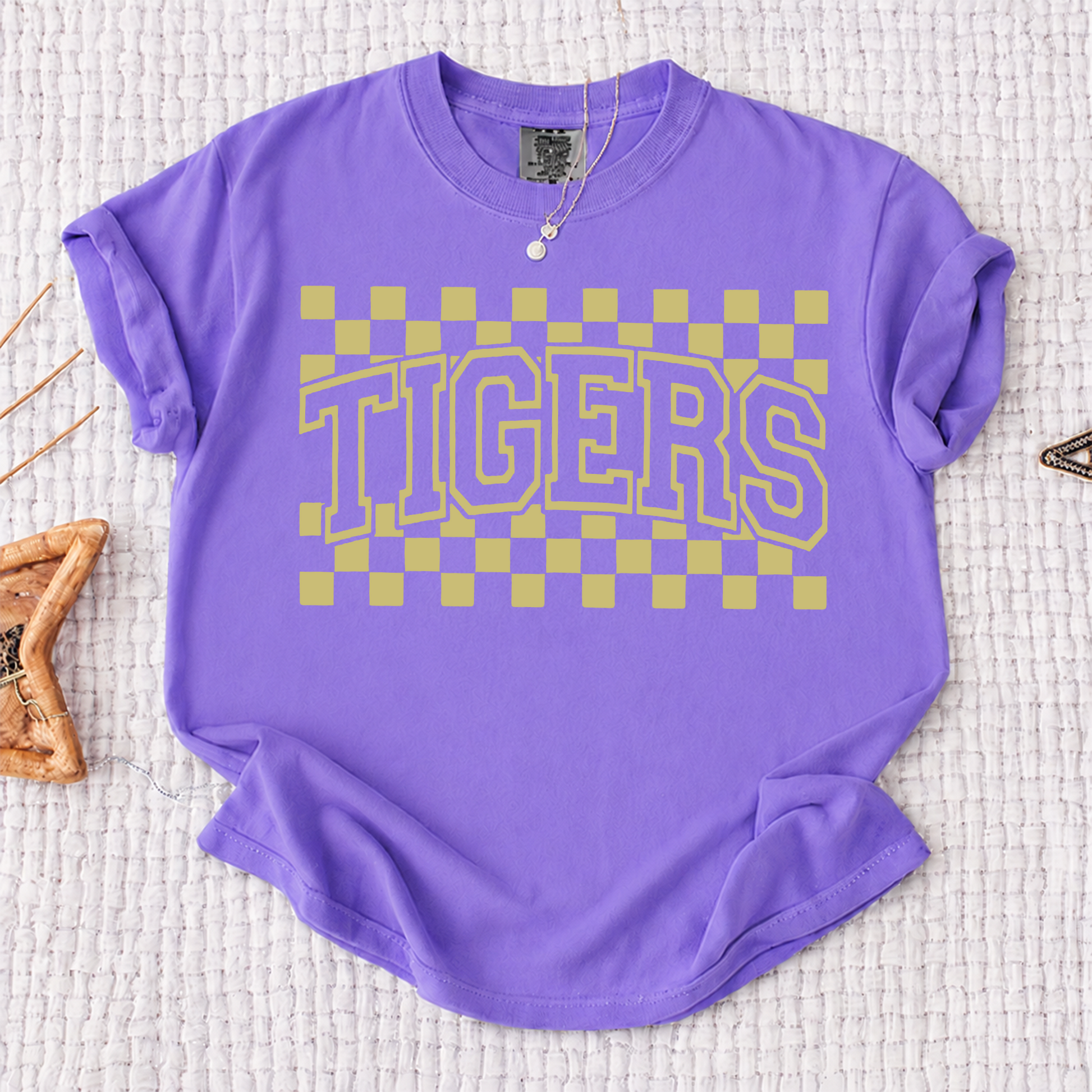 Personalized School Pride Shirt, Custom School Mascot Tee, Vintage Checkerboard Team Spirit T-Shirt for School Events