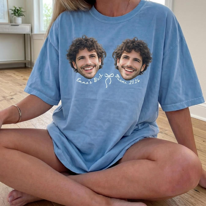 Custom Face Bachelorette Party T-Shirt for Bridesmaids - Personalized Groom Face Graphic TShirt
