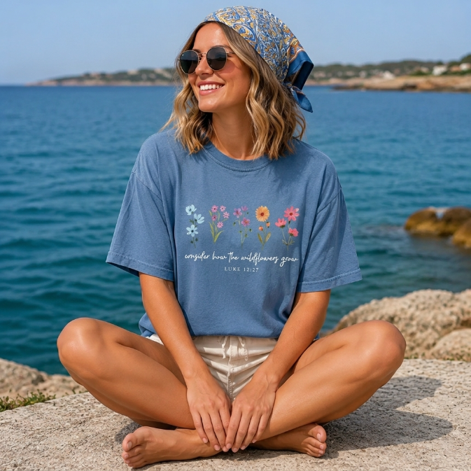 The Wildflowers Grow - Luke 12:27 Graphic TShirt
