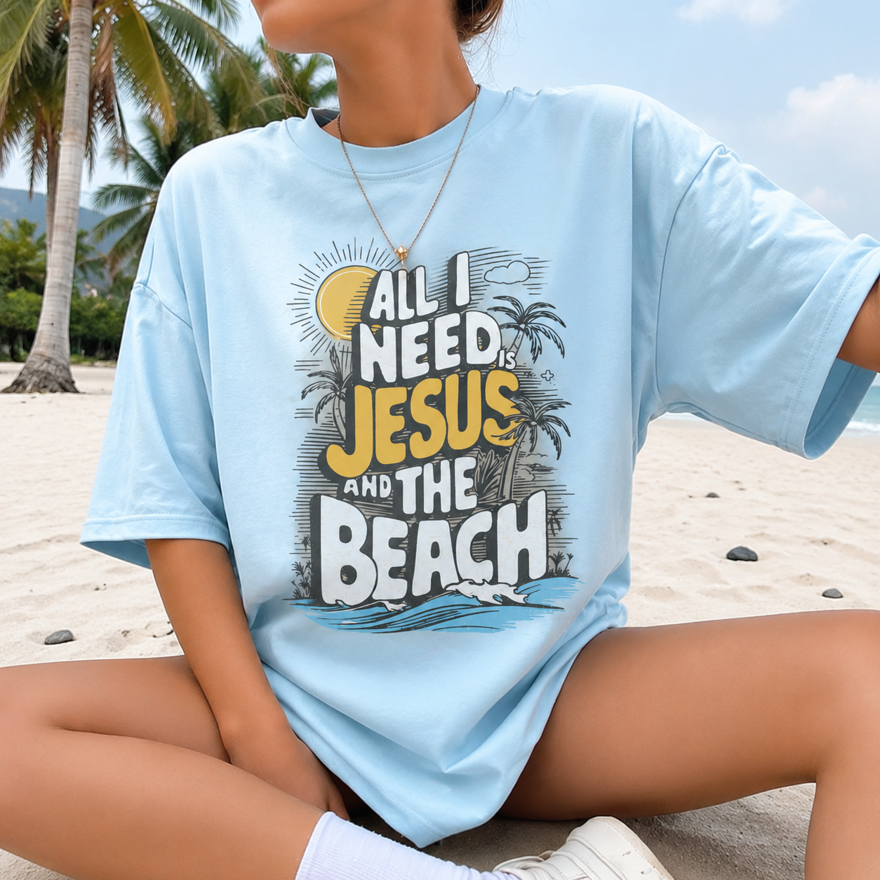 The Retro "Jesus & The Beach" Graphic TShirt