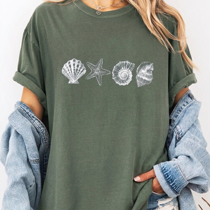 The Minimalist Ocean Seashells Graphic TShirt