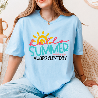 The Hello Summer #HappyLastDay Graphic TShirt