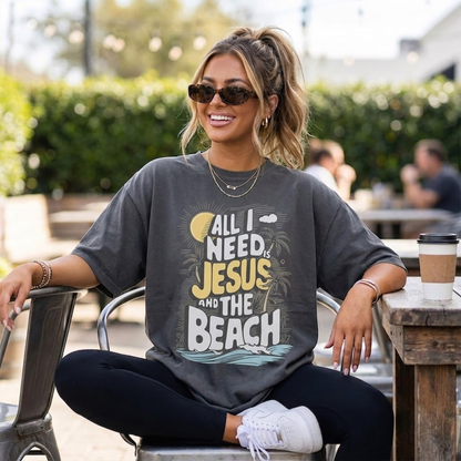 The Retro "Jesus & The Beach" Graphic TShirt