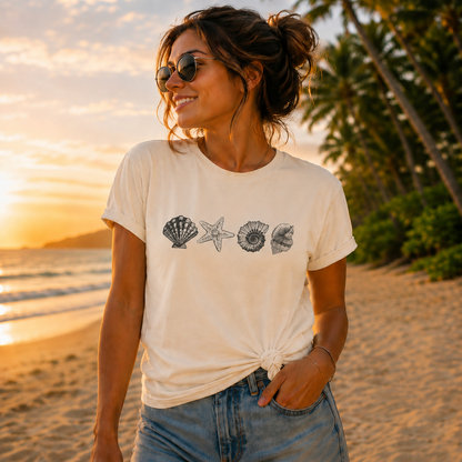 The Minimalist Ocean Seashells Graphic TShirt