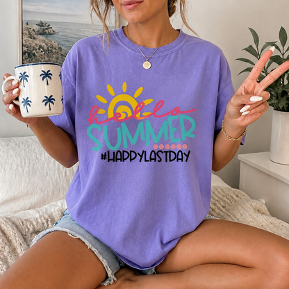 The Hello Summer #HappyLastDay Graphic TShirt