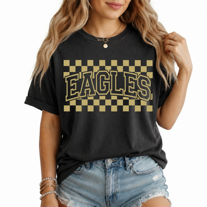 Personalized School Pride Shirt, Custom School Mascot Tee, Vintage Checkerboard Team Spirit T-Shirt for School Events
